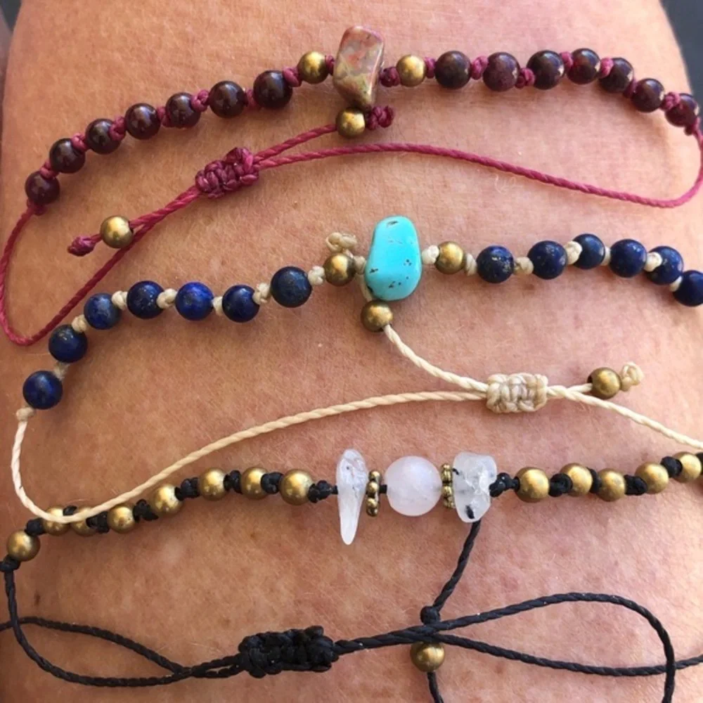 NEW Boho Bracelet Semiprecious Stones Handmade Tulum Beach Artisans - Picture 1 of 10